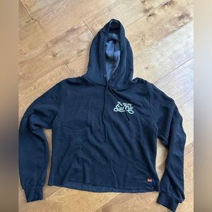 Large AVIATOR NATION CROPPED HOODIE- black/gray